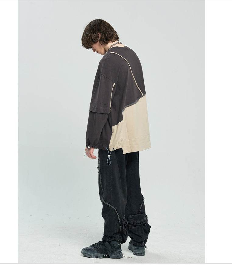 Contrasting color long-sleeve hooded sweatshirt For Men MuddyStock