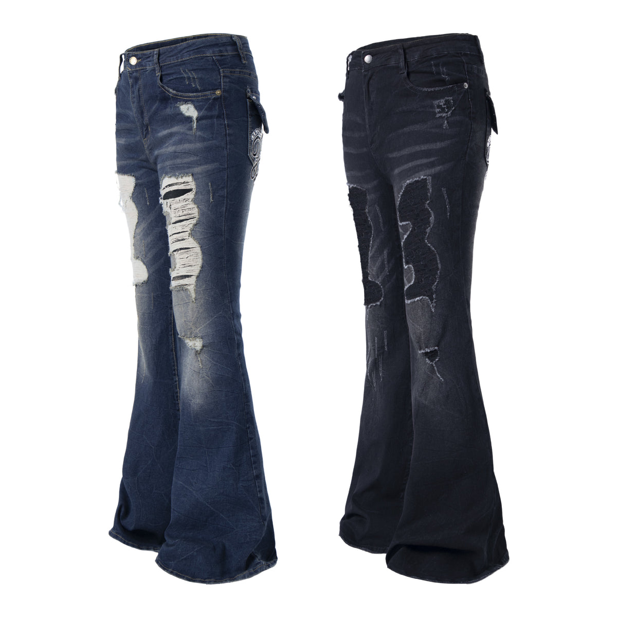 Women's jeans with worn straps and torn holes | MuddyStock Originals