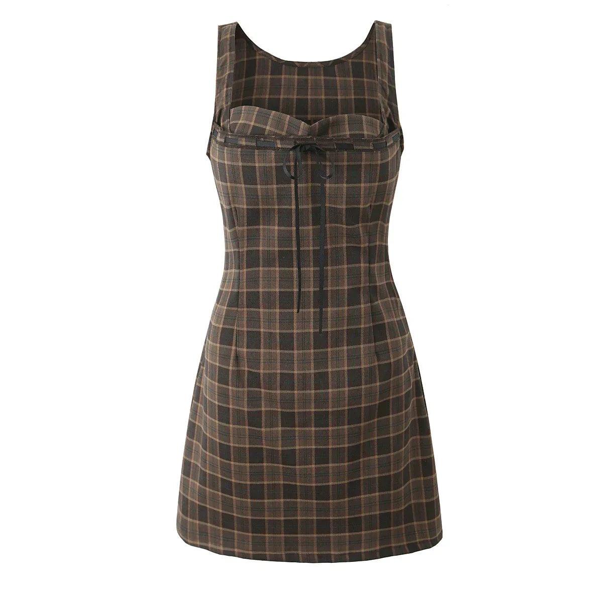 Butt hugging plaid printed sleeveless short skirt for women | MuddyStock Originals