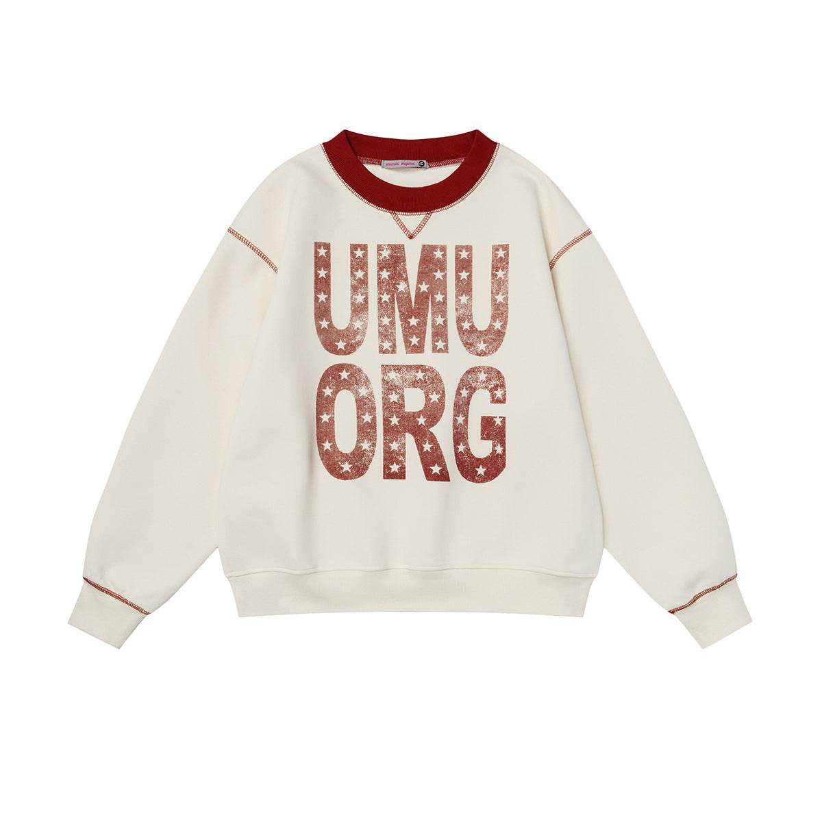 Loose Letter Print Crew Neck Sweatshirt for Women | MuddyStock Originals Apricot MuddyStock