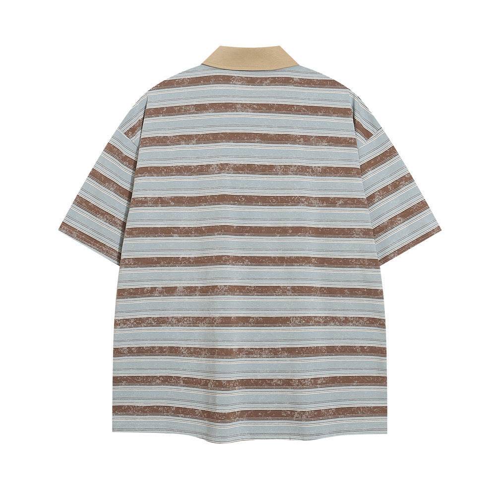 Striped Polo Shirt Casual Short-sleeved Top For Men And Women MuddyStock