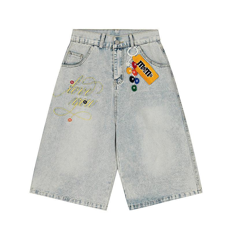 Letter towel embroidered washed shorts for women | MuddyStock Originals Blue