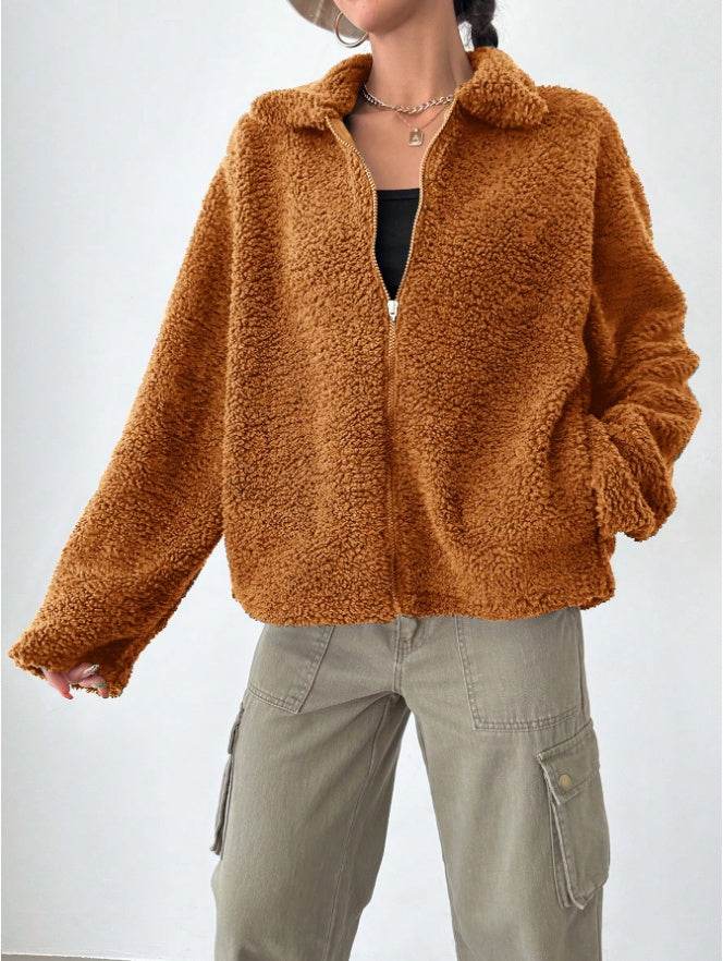 Women's Regular Fit Teddy Fleece Drop Shoulder Jacket MuddyStock
