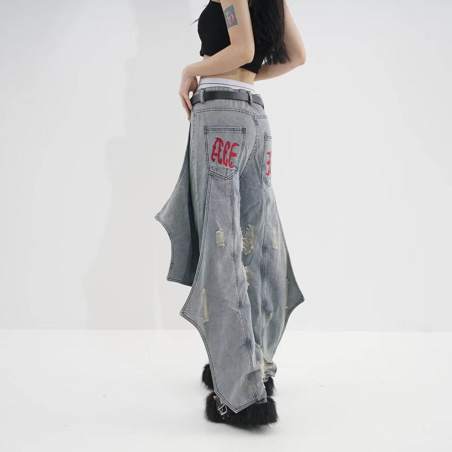 Washed Loose Straight Jeans For Women MuddyStock