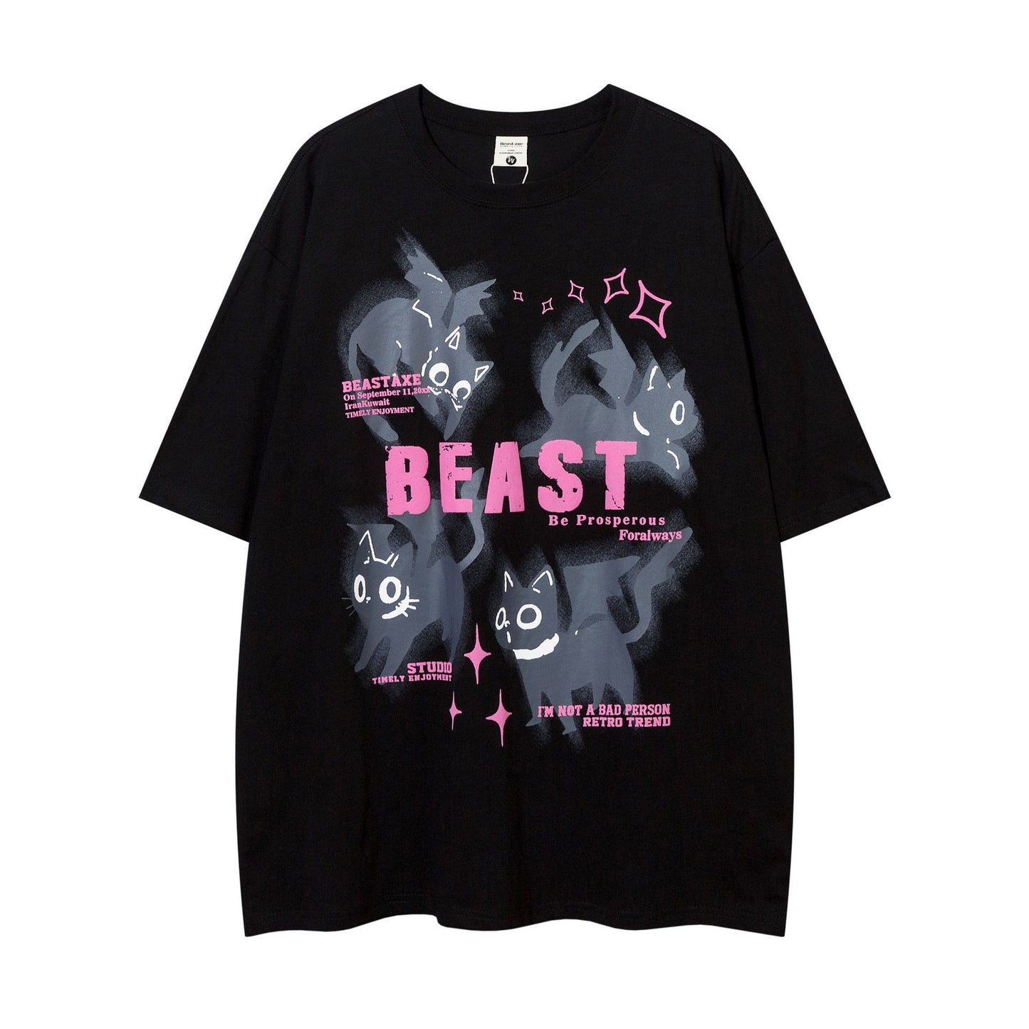 Kitten Loose Casual Short-sleeved T-shirt For Men And Women MuddyStock
