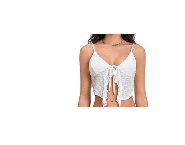 Flower Lace Suspender Top For Women White