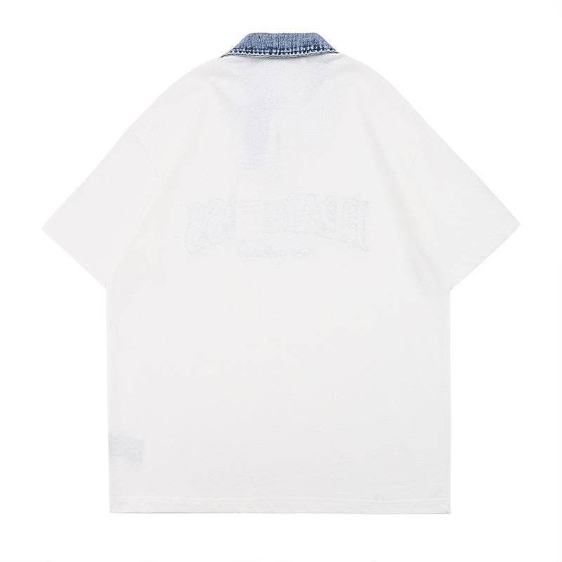 Letter Patch Short-sleeved T-shirt For Men And Women MuddyStock