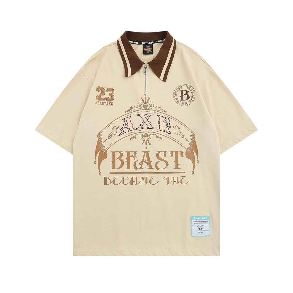 Short-sleeved Polo Shirt With Letters For Men And Women MuddyStock