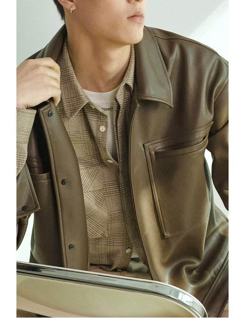 Fashion PU Leather Coat Men's Top MuddyStock