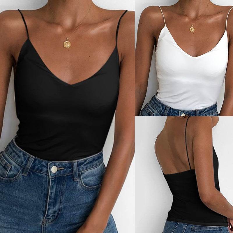 Satin Women Thin Wild Solid Camis Vest Women Tank Tops MuddyStock