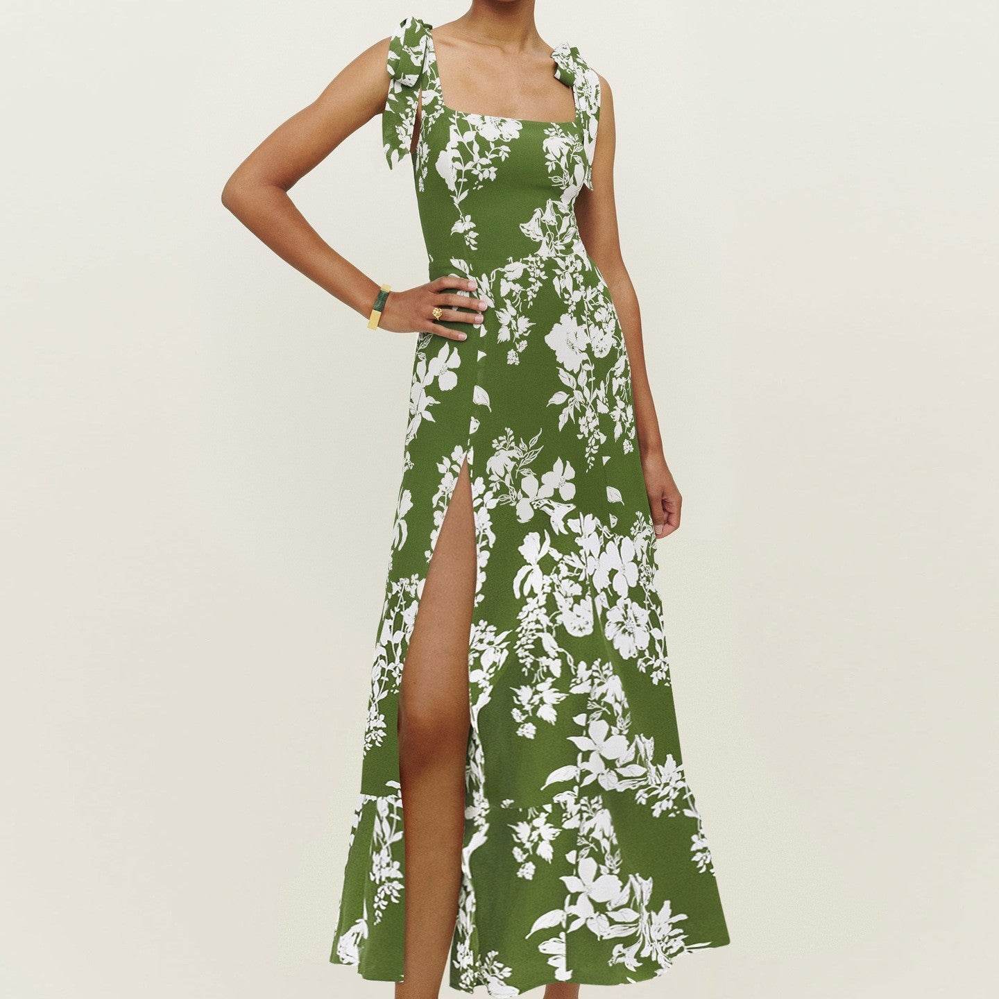 Spring And Summer New Women's Halter Straps Bustier Floral Dresses FQPT001 MuddyStock