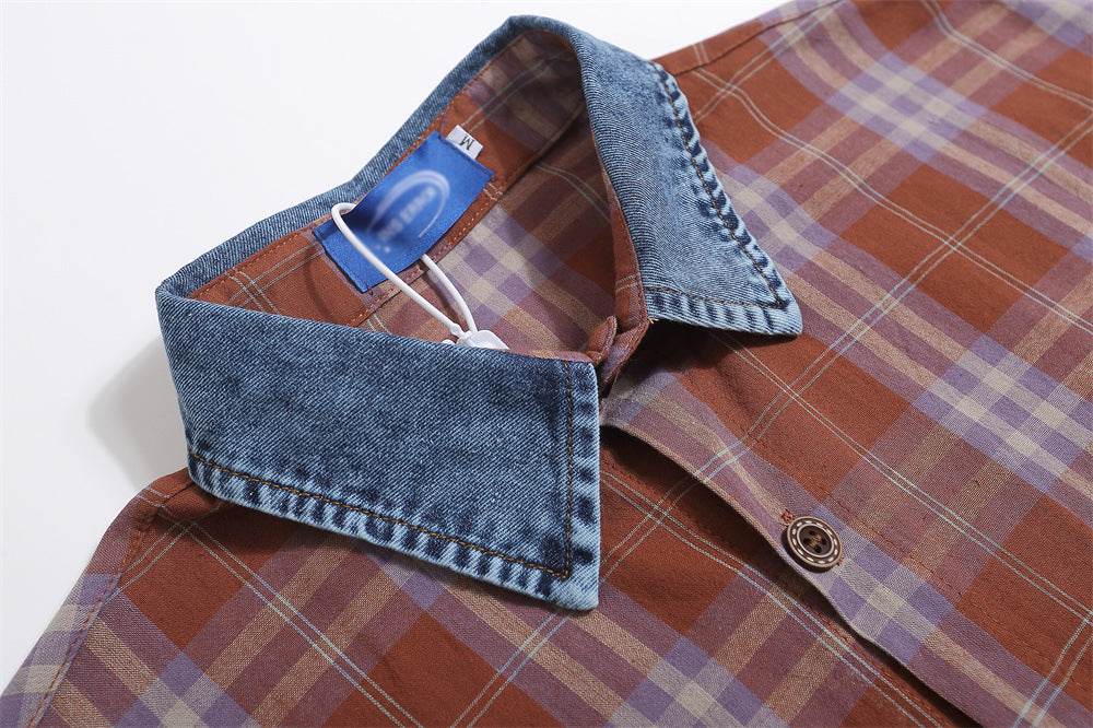 Plaid Loose Short Sleeve Shirt For Men And Women MuddyStock