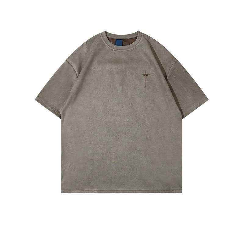 Retro Alphabet Embroidered T-shirt Men MuddyStock