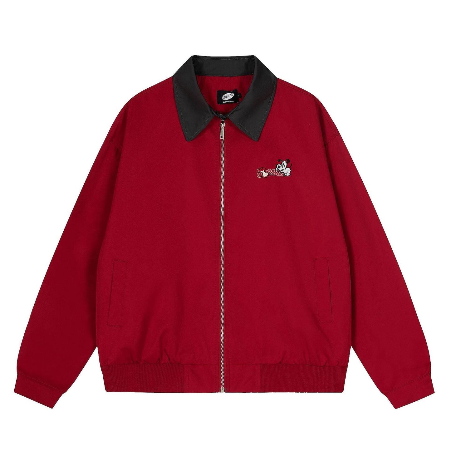 Cartoon embroidered jacket for men and women | MuddyStock Originals Red MuddyStock