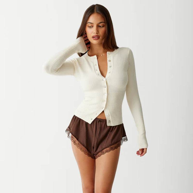 Women's Knitted Long Sleeve Slim Round Neck Top MuddyStock