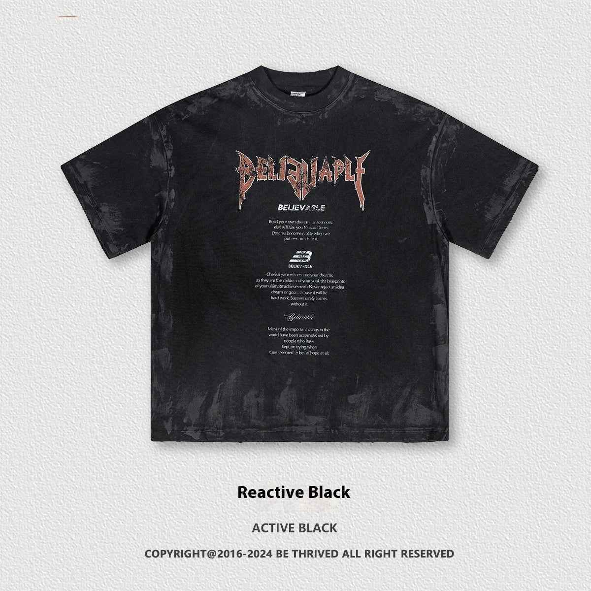 Men's Short-sleeved Racing Letter T-shirt Reactive Black MuddyStock