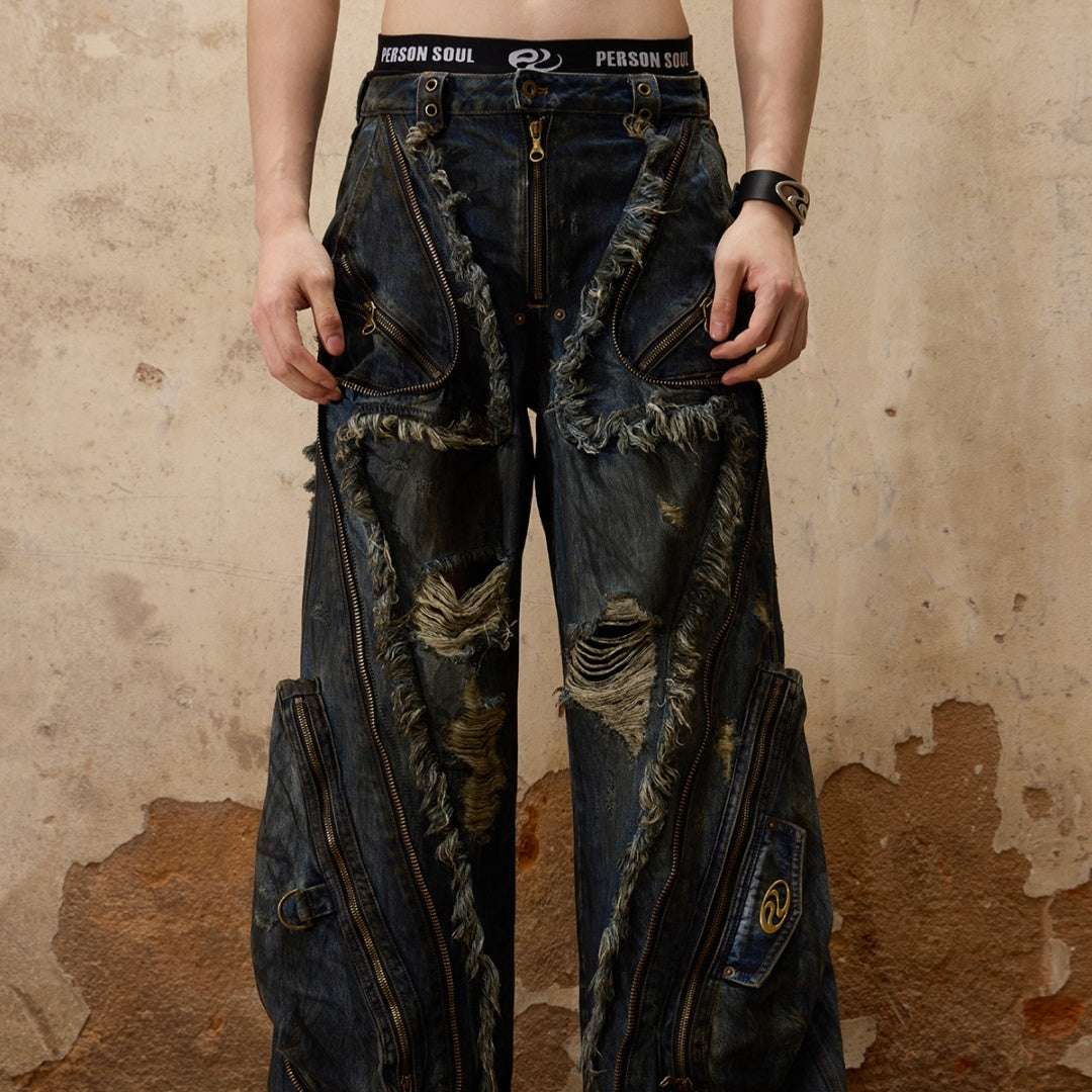 Female Alien Structural Stained Jeans For Men And Women MuddyStock