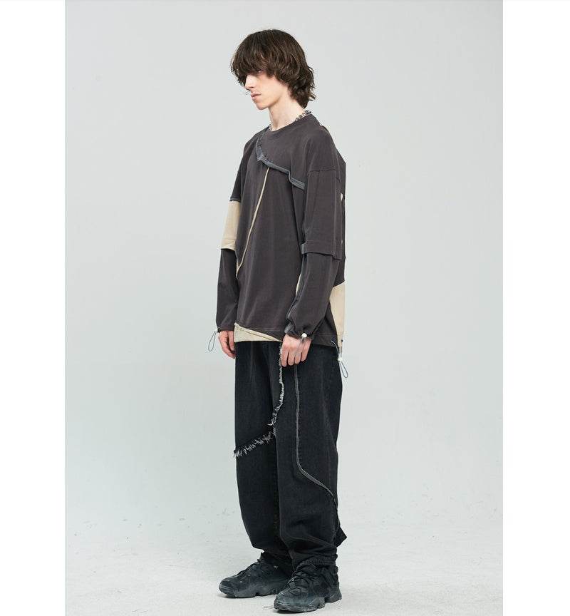 Contrasting color long-sleeve hooded sweatshirt For Men MuddyStock