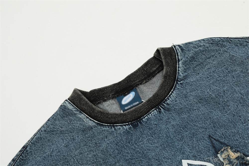 Fashion Patch Cat Beard Denim Coat For Men And Women MuddyStock