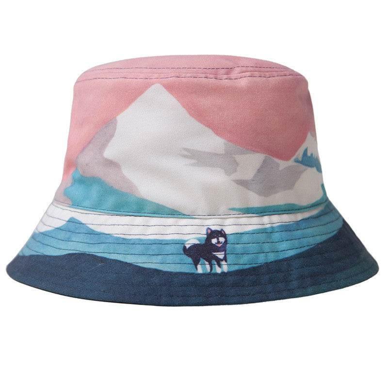 Summer canvas print fisherman hat Snow mountain
