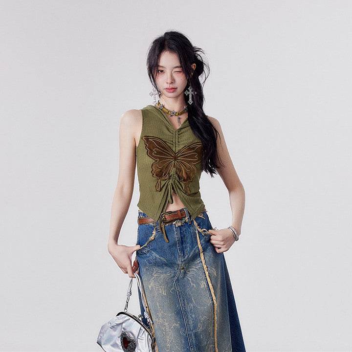 Retro Butterfly Embroidered Top For Women MuddyStock
