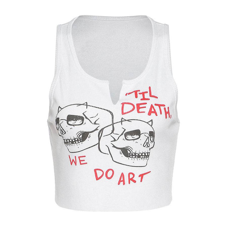 Printed Bottoming Vest For Women White MuddyStock