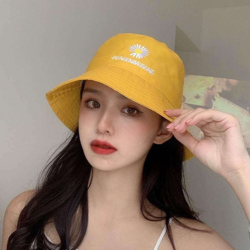 Flower Pot Hat Fisherman Hat Female Autumn And Winter Bucket Hat Yellow C adjustable