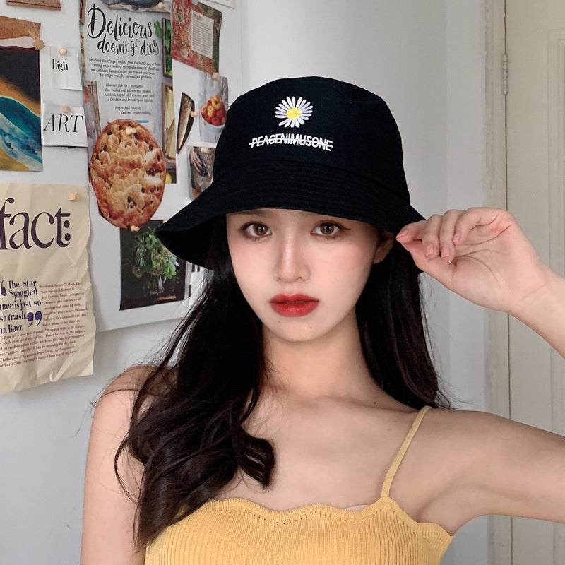 Flower Pot Hat Fisherman Hat Female Autumn And Winter Bucket Hat Black C adjustable MuddyStock