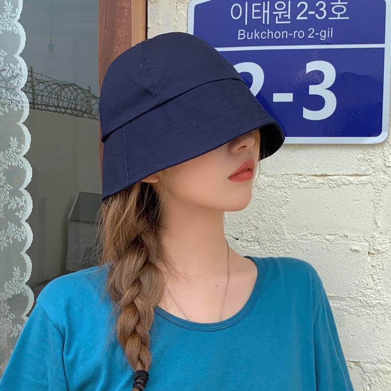 Flower Pot Hat Fisherman Hat Female Autumn And Winter Bucket Hat Navy Blue A adjustable MuddyStock