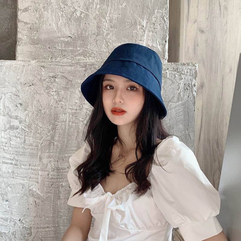 Flower Pot Hat Fisherman Hat Female Autumn And Winter Bucket Hat Navy Blue B adjustable MuddyStock