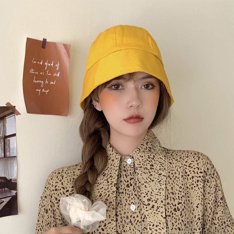 Flower Pot Hat Fisherman Hat Female Autumn And Winter Bucket Hat Yellow A adjustable MuddyStock