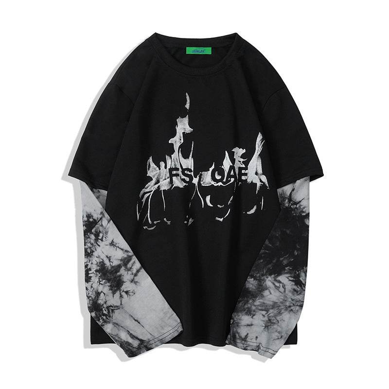 Street Personality Tie-Dye Flame Print Shirt MuddyStock