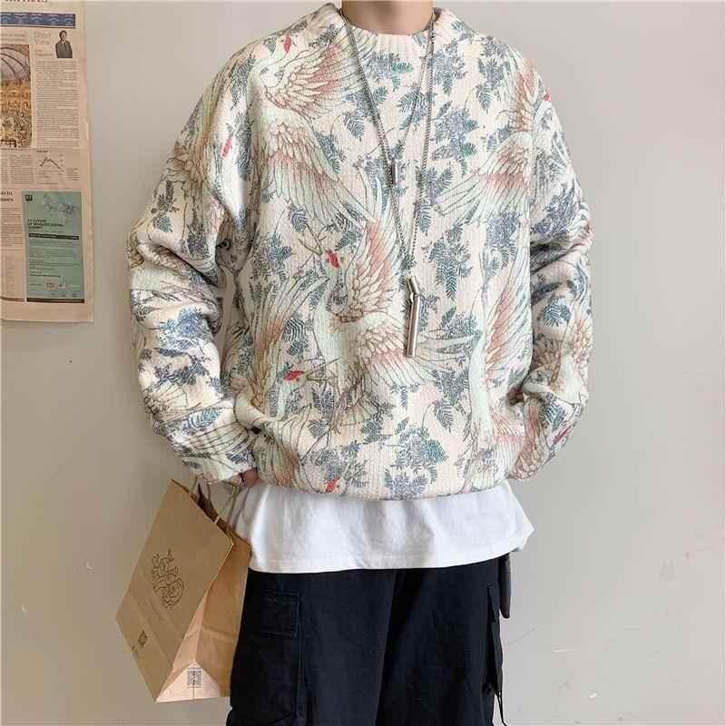 Spring New Style Hong Kong Wind Crane Sweater Boys White