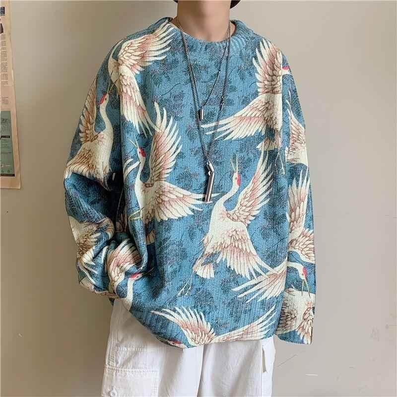 Spring New Style Hong Kong Wind Crane Sweater Boys Blue MuddyStock