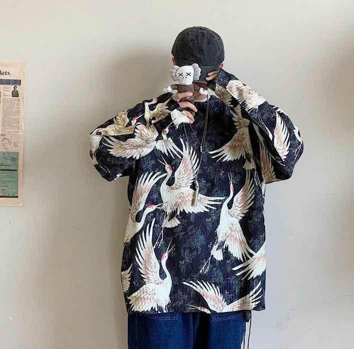 Spring New Style Hong Kong Wind Crane Sweater Boys Black MuddyStock