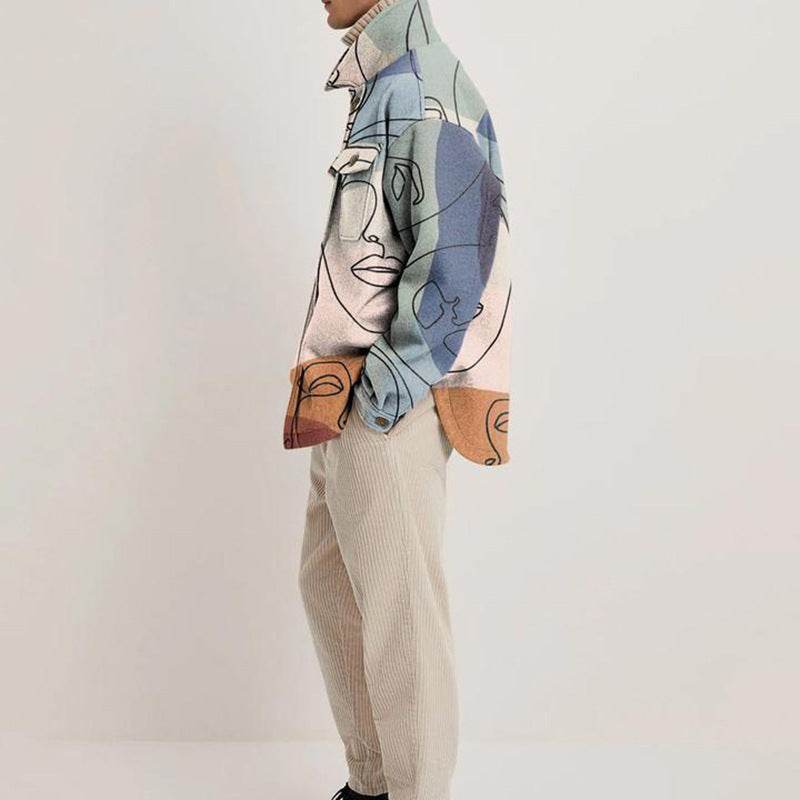 European And American Lapel Printed Loose Jacket For Men And Women MuddyStock