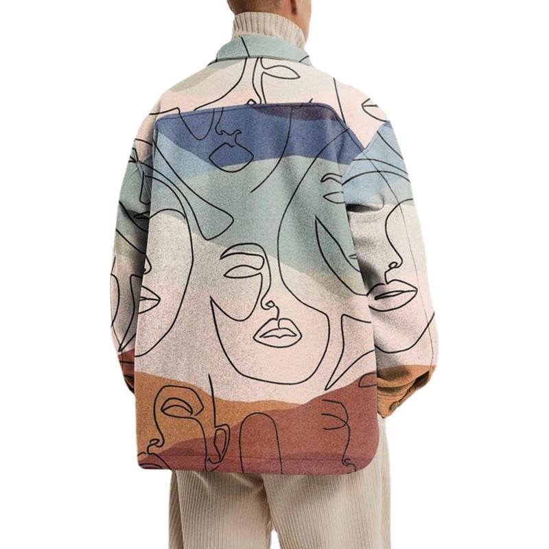 European And American Lapel Printed Loose Jacket For Men And Women MuddyStock