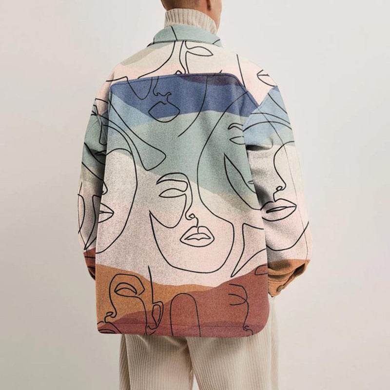 European And American Lapel Printed Loose Jacket For Men And Women MuddyStock