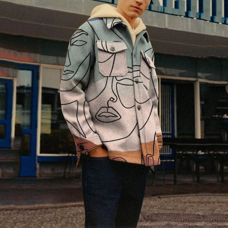 European And American Lapel Printed Loose Jacket For Men And Women MuddyStock