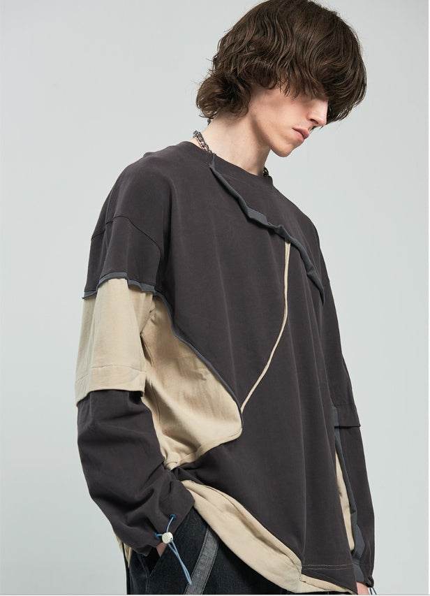 Contrasting color long-sleeve hooded sweatshirt For Men MuddyStock