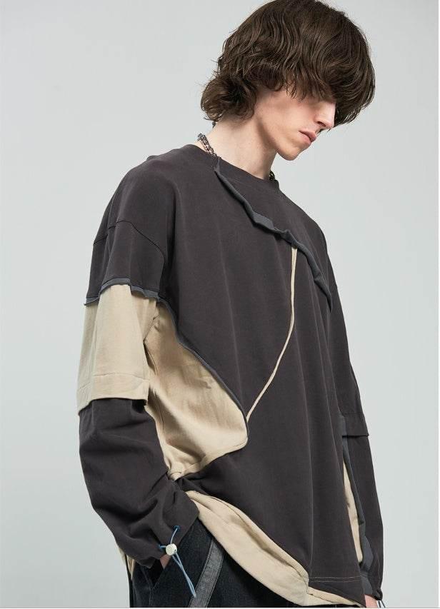 Contrasting color long-sleeve hooded sweatshirt For Men