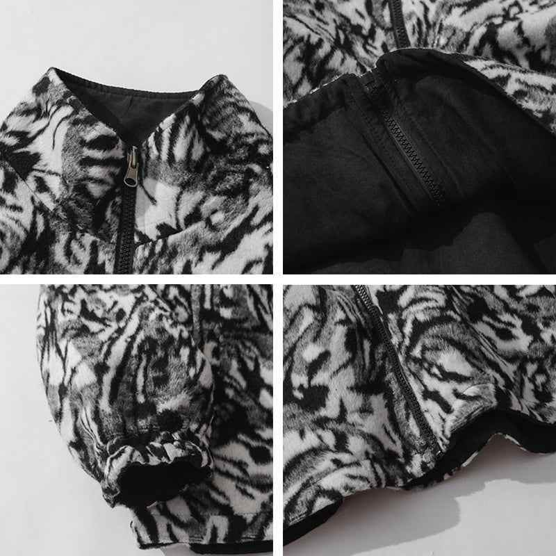 Double-Sided Wear Zebra Pattern Woolen Jacket For Men And Women MuddyStock