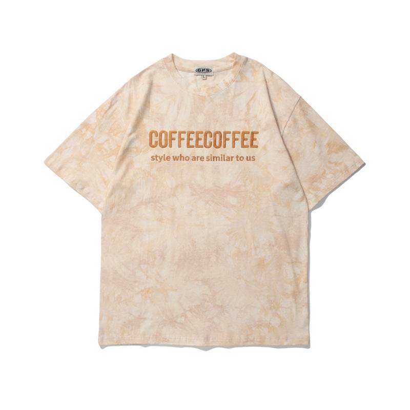 Short-Sleeved Loose Street Tie-Dye T-Shirt For Men And Women Yellow MuddyStock