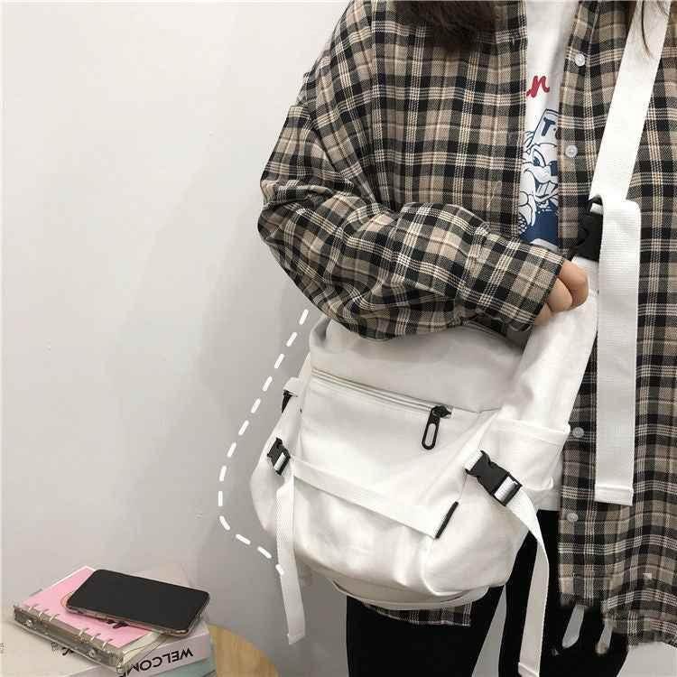 Ins Japanese Harajuku Dark Fan Can Tooling Canvas Bag Female Korean Wild Pure Color Student One-Shoulder Messenger Bag MuddyStock