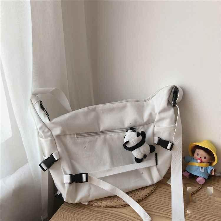 Ins Japanese Harajuku Dark Fan Can Tooling Canvas Bag Female Korean Wild Pure Color Student One-Shoulder Messenger Bag H MuddyStock
