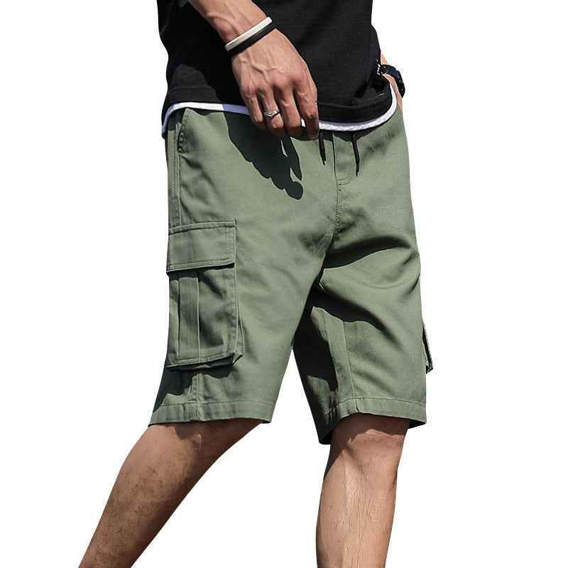 Summer Straight Five-Point Overalls With Drawstring Multi-Pocket MuddyStock