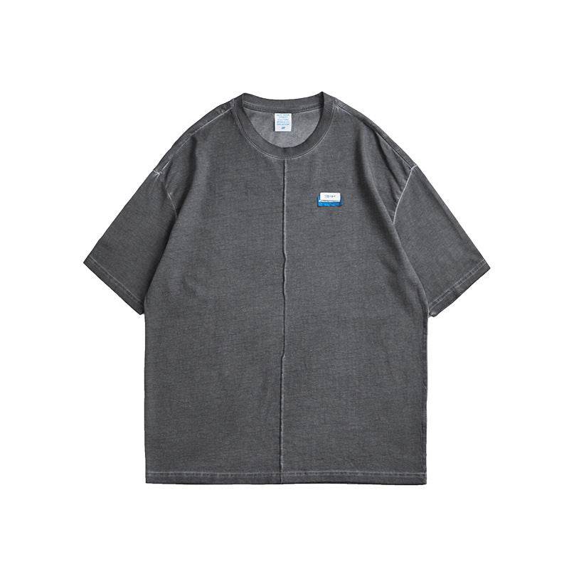 Hand-made Old Wash T-shirt For Men And Women Grey MuddyStock