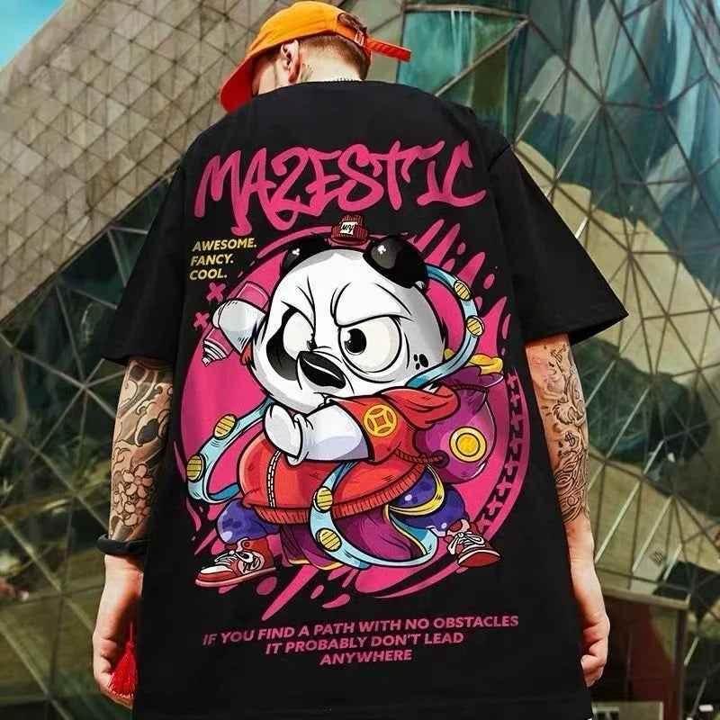 New National Fashion Panda Short Sleeve Men's Fashion Brand Large Chinese Style Loose 5 5 Solid Half Sleeve 2style MuddyStock