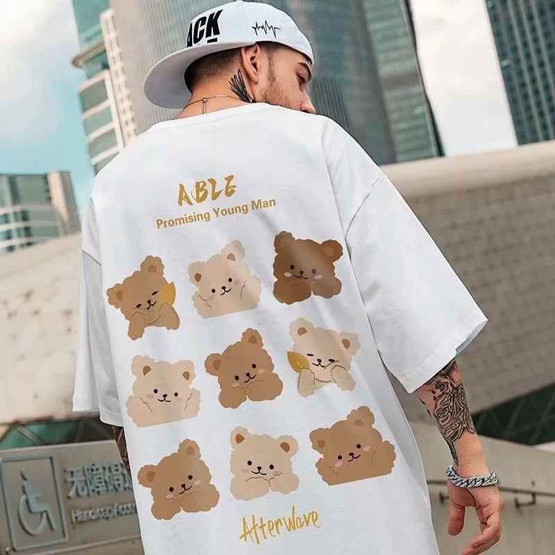 New National Fashion Panda Short Sleeve Men's Fashion Brand Large Chinese Style Loose 5 5 Solid Half Sleeve 8style MuddyStock