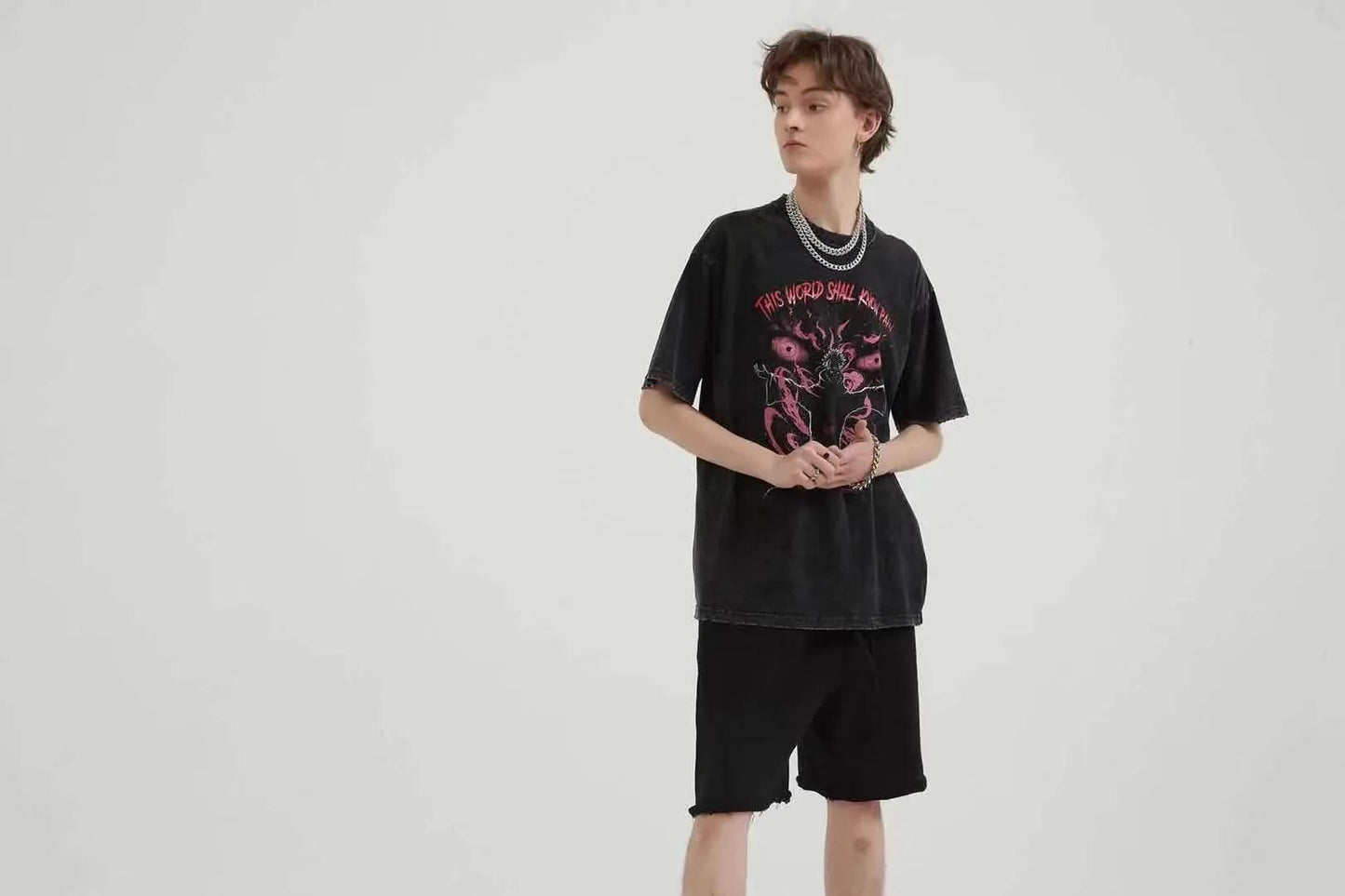 Retro Edging Wormhole Short Sleeve For Men And Women